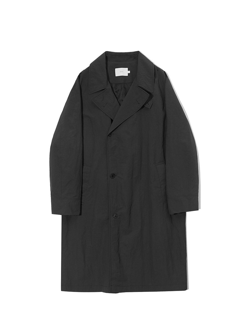 [Ourselves] RECYCLE NYLON DOUBLE BREASTED COAT (Charcoal)