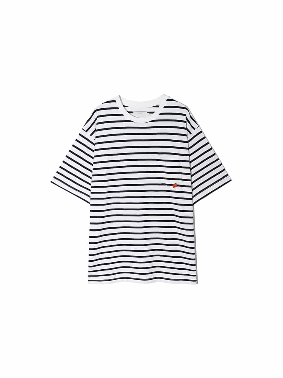 [Ourselves] ORGANIC COTTON STRIPE T-SHIRTS (White / Navy)